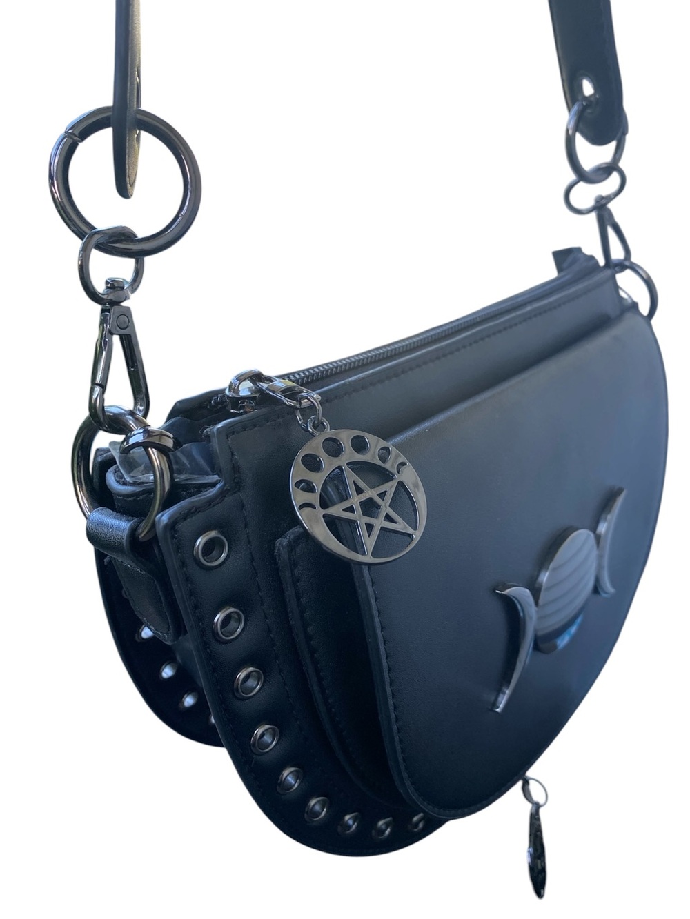 NWT Banned Alternative Vidiona Triple Moon Shoulder Crossbody PU Leather Bag - Picture 7 of 16